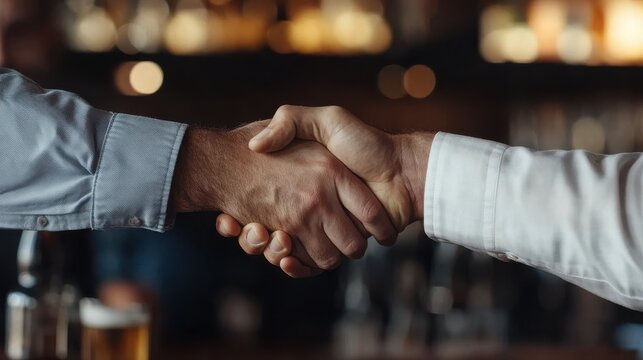 A stunning image of doctor shakes hands with pharmaceutical sales representative in clinic. Physician greeting hospital director. Manager at meeting in doctor office. Teamwork.