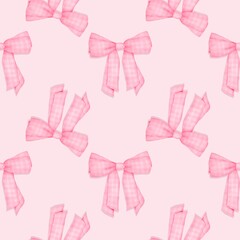 seamless pattern with ribbon bow pink