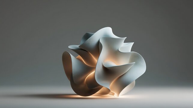 Sculptural form artfully illuminated, emphasizing curves and light interaction