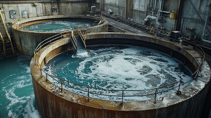 Fototapeta premium Innovative Water Recycling Solutions in Industrial Facility with Adaptive Technology Demonstration
