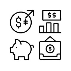 Finance - line icon set with editable stroke. Outline business and economy web icons. Money, bank, payment.Euro line icons set. Modern graphic design concepts. Vector line icons.
