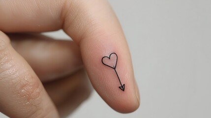 A hand with a heart tattooed on it and an arrow pointing to the right
