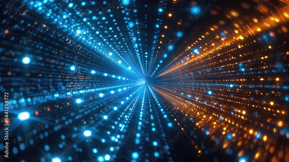 Poster abstract picture of digital particle with digital technology style design connecting become dynamic 
