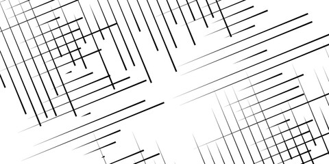 Abstract geometric pattern featuring black random diagonal lines on a white background. The design is monochrome with a minimalistic outline style, creating a trendy, modern, and dynamic texture. 