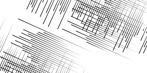 Abstract geometric pattern featuring black random diagonal lines on a white background. The design is monochrome with a minimalistic outline style, creating a trendy, modern, and dynamic texture. 