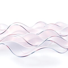 Abstract waves of translucent material with subtle pink hues on a clean white background surface