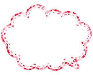 ステンドグラス風吹き出し　三角形模様　丸みのある雲形