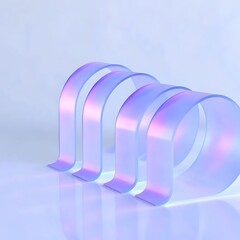 Abstract rendering of translucent purple bands in a repeating arch pattern on a light blue surface