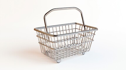Realistic Aluminium Shopping Basket in High Quality Photography for Commercial and Creative Use
