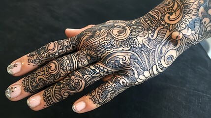 Obraz premium A hand with intricate henna designs on it
