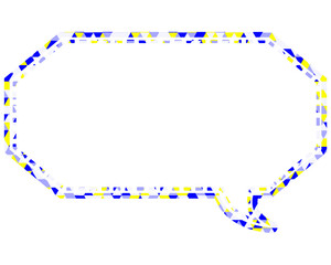 ステンドグラス風吹き出し　三角形模様　細長い八角形