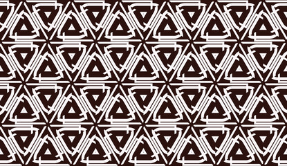 Vector geometric pattern. Triangles curved line. For wallpaper, presentation background, interior design, fashion print. Brown white color. Seamless