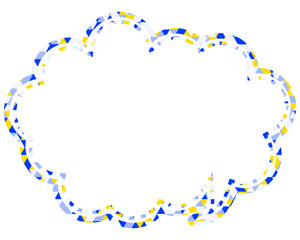 ステンドグラス風吹き出し　三角形模様　丸みのある雲形