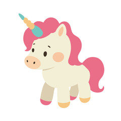 Naklejka premium Cute Baby Unicorn Mascot Illustration, Adorable Fantasy Character Design