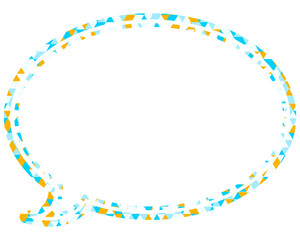 ステンドグラス風吹き出し　三角形模様　丸形