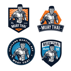 muay thai martial art badge design