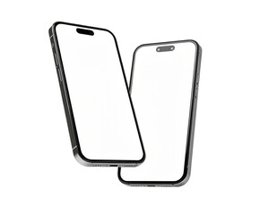 Set smartphone mockup with blank white screen in flat, line and realistic style, detailed mobile phone mockup, models smartphone front view, model 3D mobile phone