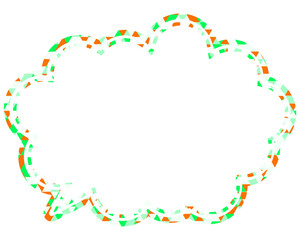 ステンドグラス風吹き出し　三角形模様　丸みのある雲形