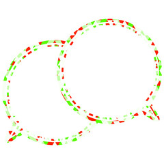 ステンドグラス風吹き出し　三角形模様　重なる会話
