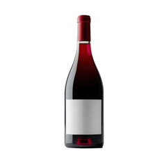 Botella de vino tinto, con etiqueta en blanco, aislada sobre fondo transparente. PNG: