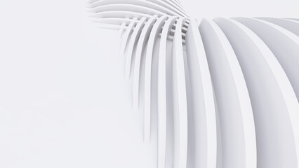 Abstract Curved Shapes. White Circular Background.