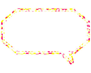 ステンドグラス風吹き出し　三角形模様　細長い八角形