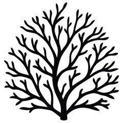 A stark black silhouette of a branching coral vector Art & Illustration