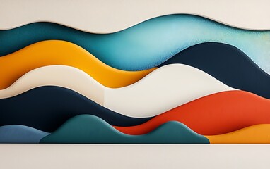 Abstract wavy layered colorful design