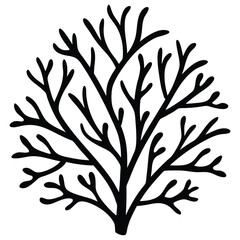 A stark black silhouette of a branching coral vector Art & Illustration