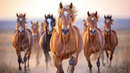 Fototapeta premium Horses Running Wild Mustangs
