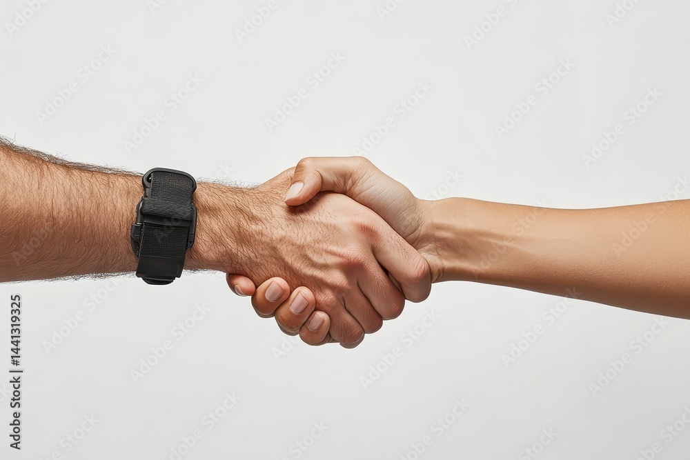 Aufkleber handshake between two professionals in formal attire indicating agreement and collaboration in a bus