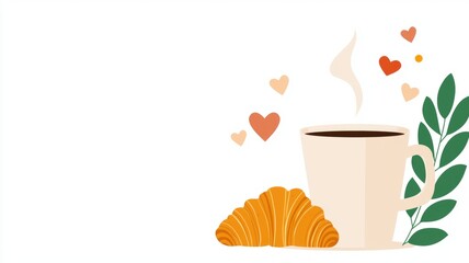 Warm Beverage And Pastry Breakfast Illustration