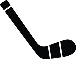 Black and white bold vector of a hockey stick, isolated on white background.