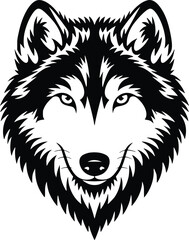 Fototapeta premium Black and white bold vector of a arctic wolf, isolated on white background.