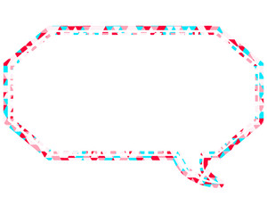 ステンドグラス風吹き出し　三角形模様　細長い八角形