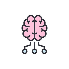 Brainstorming colored icons, minimalist vector illustration ,simple transparent graphic element .Isolated on white background