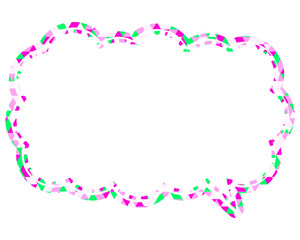 ステンドグラス風吹き出し　三角形模様　細長い雲形