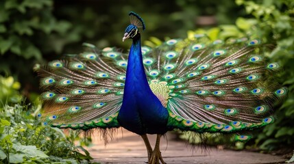 Obraz premium Peacock Display: Exotic Bird Beauty