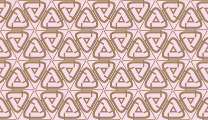 Decorative pattern with triangles style. Vector illustration. For fashion print, scrapbooking page, flyer design. Light brown color. Seamless