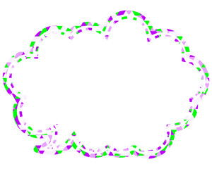 ステンドグラス風吹き出し　三角形模様　丸みのある雲形