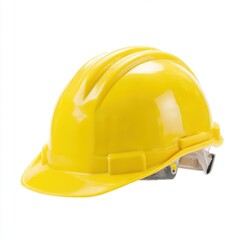 Fototapeta premium Yellow hard hat for construction worker safety equipment isolated on white background