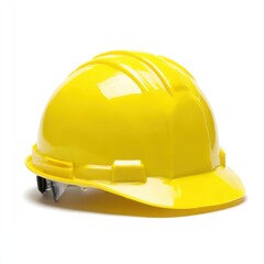 Fototapeta premium Yellow hard hat construction safety gear protection isolated on white background