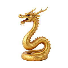 Fototapeta premium Golden dragon statue symbolizing power and luck.