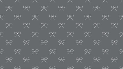 グレーの下地に白いリボンのパターン背景イラスト。シームレスなベクターの4Kイラスト素材。