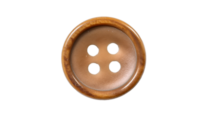 High Resolution Image of a Brown Four Hole Button for Fashion Design and Textile Projects