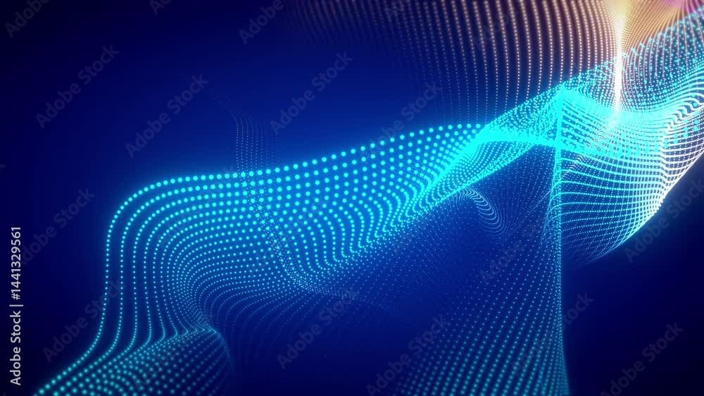 Wall mural 4k science fiction background with smooth looped animation of glowing particles, shining bokeh spark