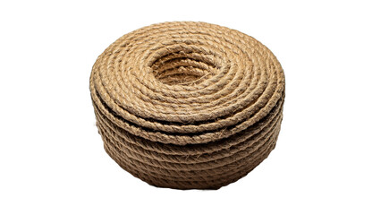 Close up of a Rolled Coil of Natural Jute Rope Ideal for Nautical Rustic or Crafts Backgrounds