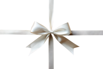 White Ribbon Bow on Brown Paper on a transparent background