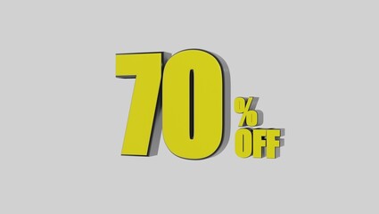 Banner 70% Off Yellow Text with Black Outline And White Background