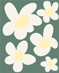 Four White Daisies with Golden Centers on a Blue Backdrop